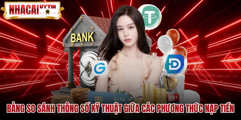Bảng so sánh thông số nạp tiền qua từng cổng giao dịch