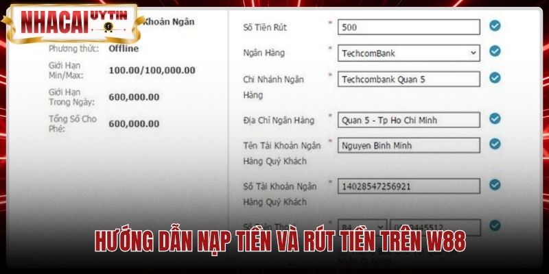 Quy trình giao dịch chuyển tiền trực tuyến an toàn W88